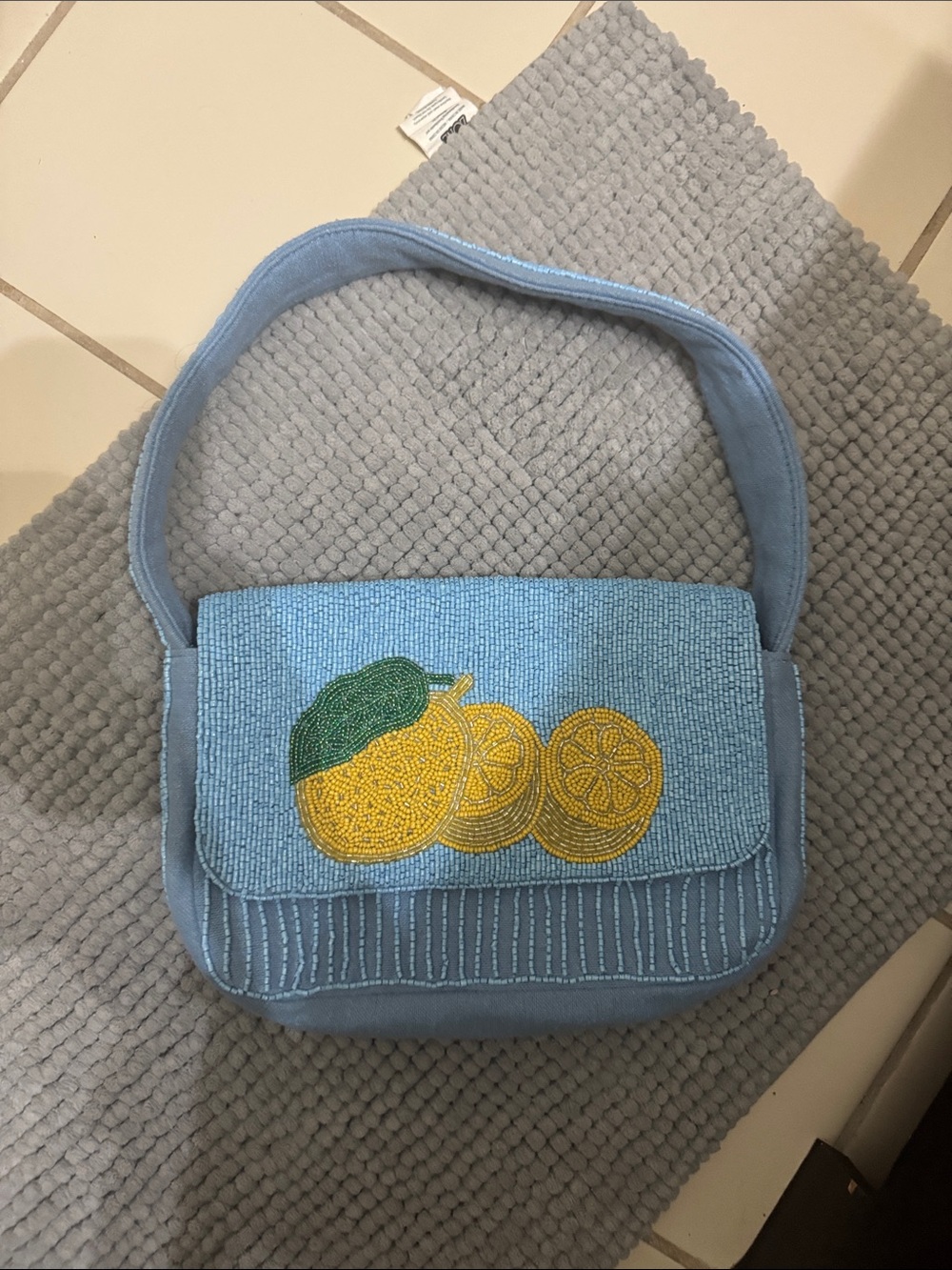 a new day Light Blue Beaded Lemon Shoulder Bag